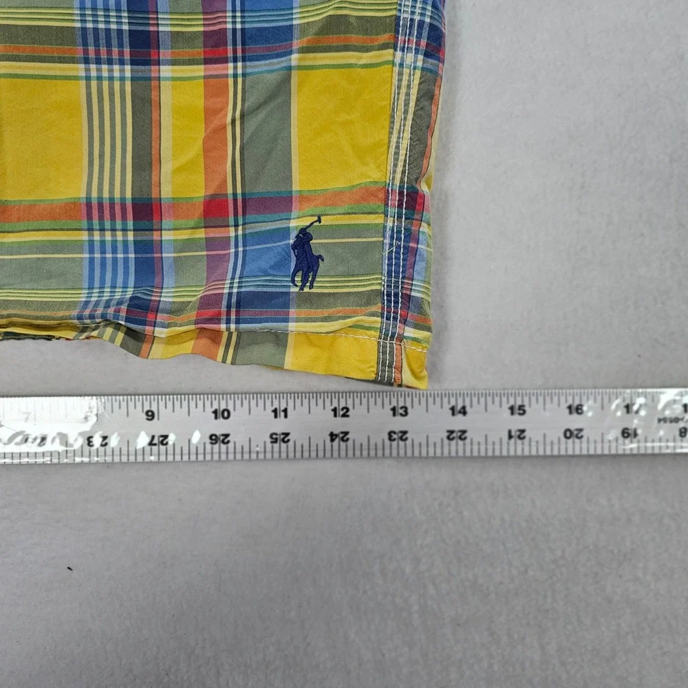 Polo Ralph Lauren Men XXL Yellow Plaid Swim Trunks Board Shorts Mesh Lined Cargo
